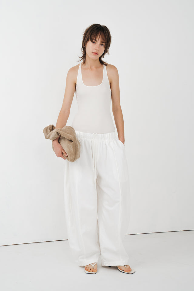 Unisex Tencel Cotton Cool Wide-Leg Pants (Azure Grey & Soft White)