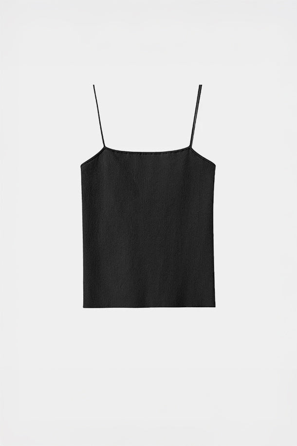 極細一字美肩針織背心 (黑)