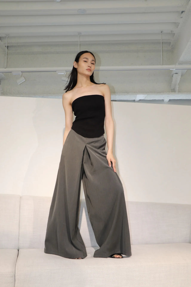 裙褲-high-quality-box-pleated-suit-culottes-dark-gray