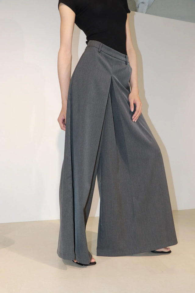 裙褲-high-quality-box-pleated-suit-culottes-dark-gray