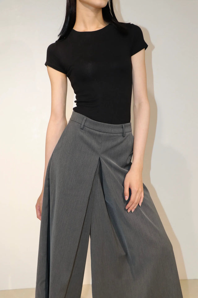 裙褲-high-quality-box-pleated-suit-culottes-dark-gray