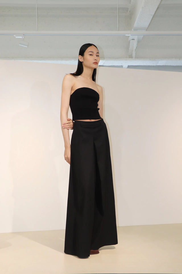 裙褲-high-quality-box-pleat-suit-culottes-black