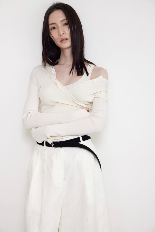 Silk Knit 夏日涼爽方U領針織背心 (柔白)