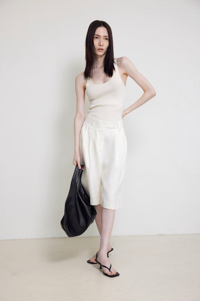 Silk Knit 夏日涼爽方U領針織背心 (柔白)