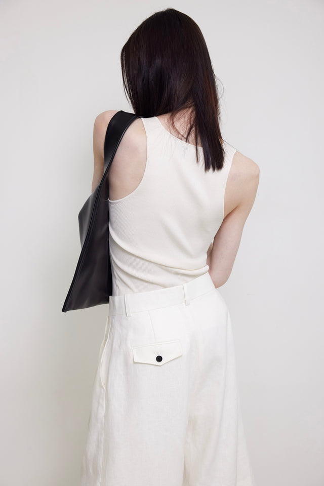 Silk Knit 夏日涼爽方U領針織背心 (柔白)