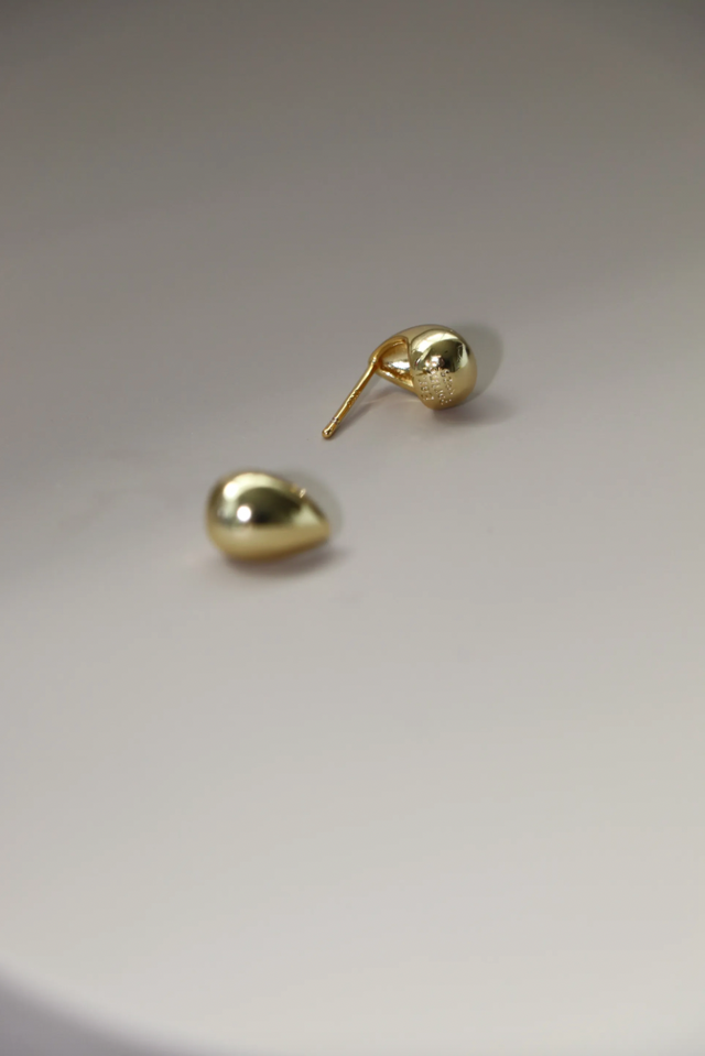 立體純銀小水滴耳環 (金/銀)