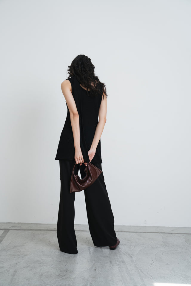 針織背心-casual-rolled-edge-linen-knitted-vest-black