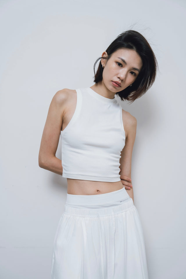 削肩背心-small-collar-stretchy-shoulder-vest-white