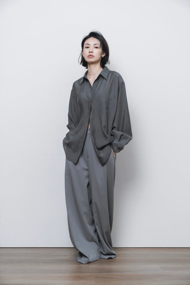 襯衫-double-pocket-slightly-textured-shirt-dark-gray