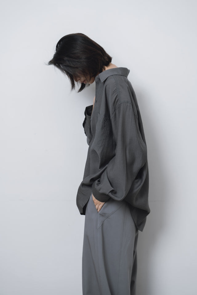 襯衫-double-pocket-slightly-textured-shirt-dark-gray