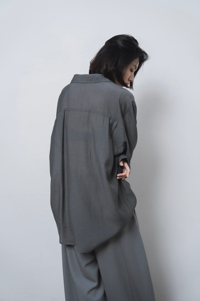 襯衫-double-pocket-slightly-textured-shirt-dark-gray