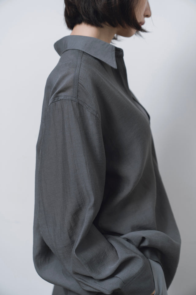 襯衫-double-pocket-slightly-textured-shirt-dark-gray