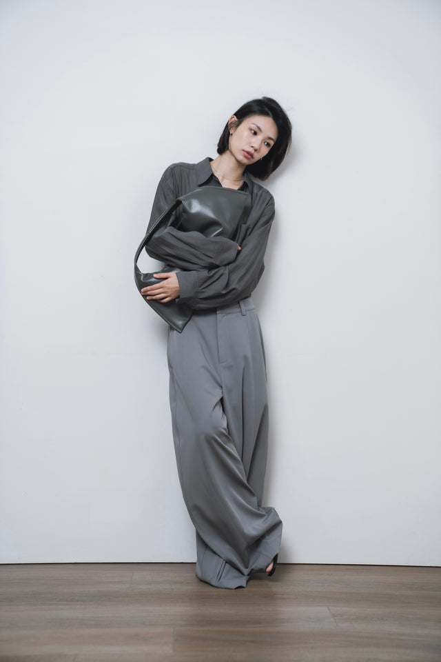 襯衫-double-pocket-slightly-textured-shirt-dark-gray