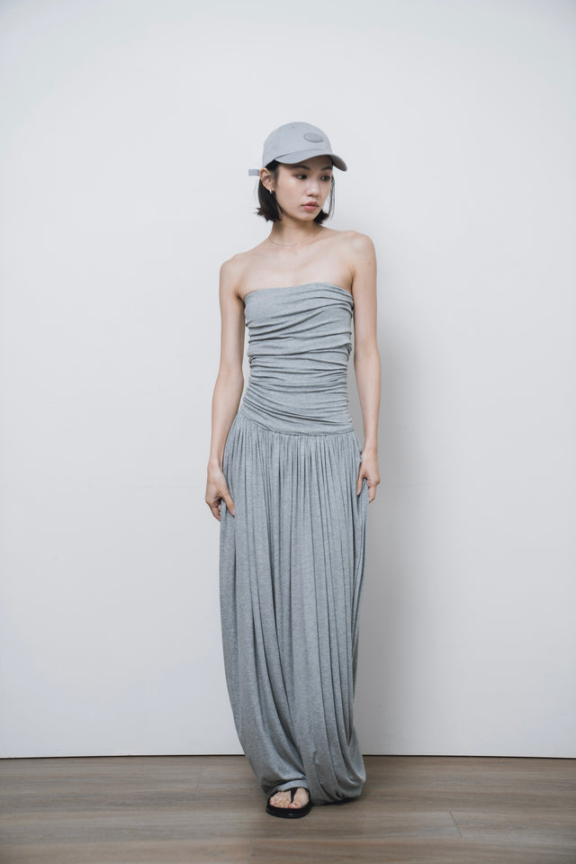 平口洋裝-three-dimensional-curved-pleated-flat-dress-grey