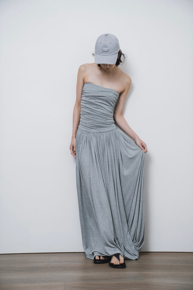 平口洋裝-three-dimensional-curved-pleated-flat-dress-grey