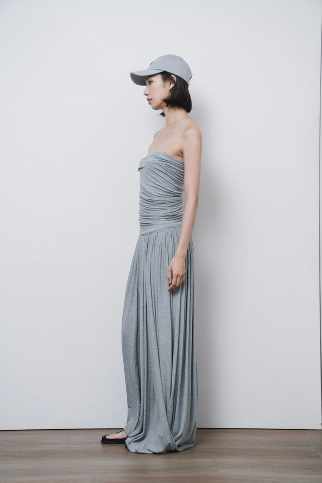 平口洋裝-three-dimensional-curved-pleated-flat-dress-grey