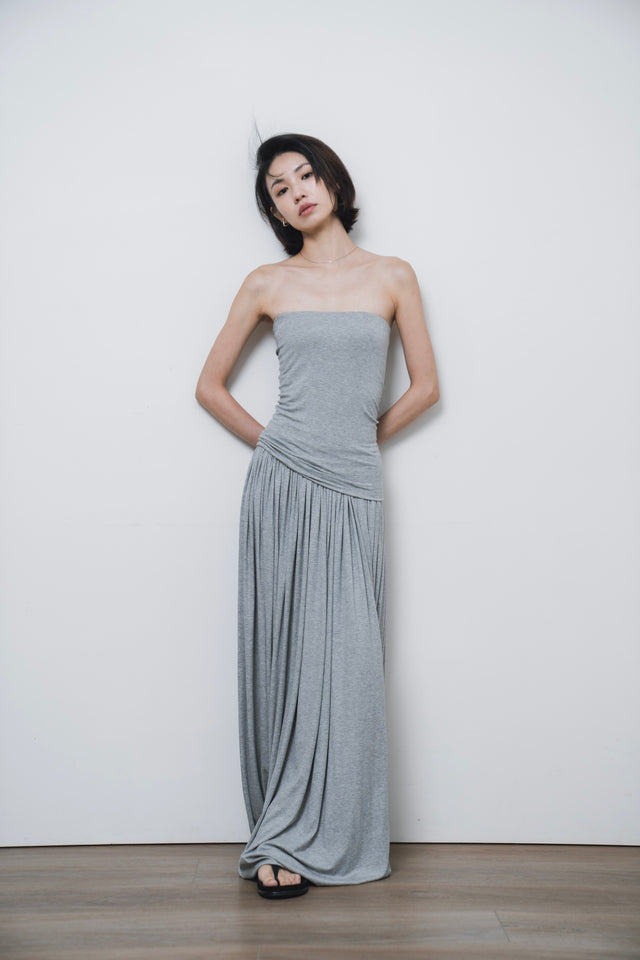 平口洋裝-three-dimensional-curved-pleated-flat-dress-grey