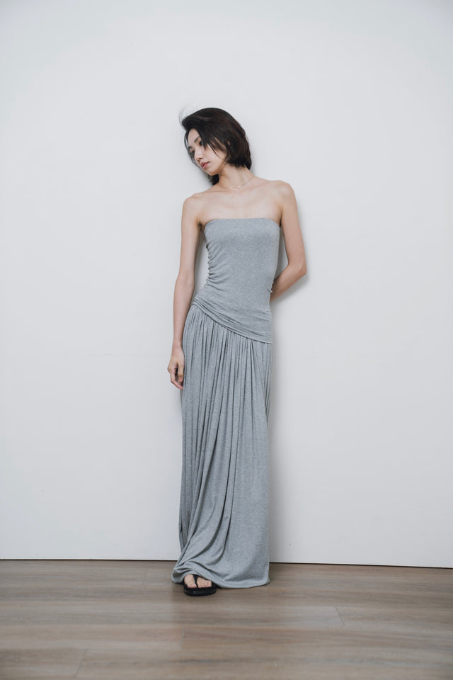 平口洋裝-three-dimensional-curved-pleated-flat-dress-grey