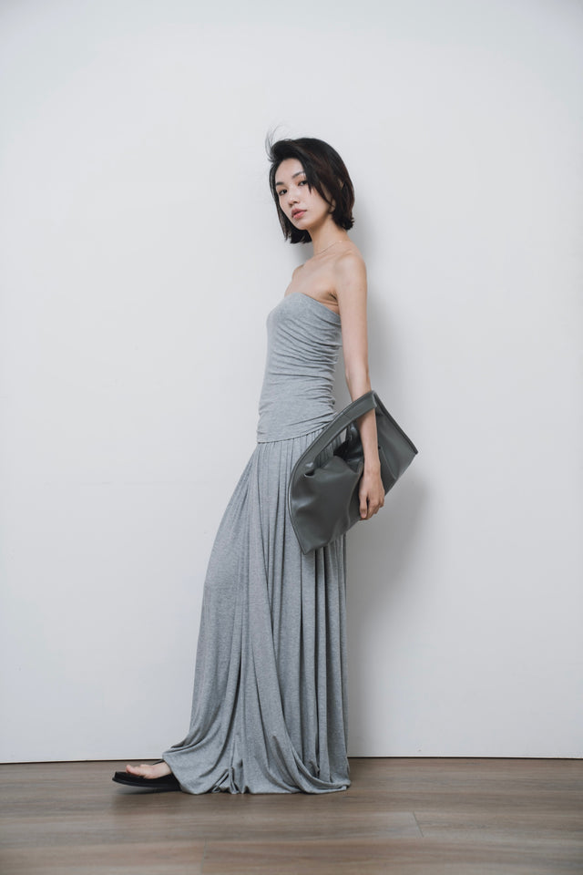 平口洋裝-three-dimensional-curved-pleated-flat-dress-grey