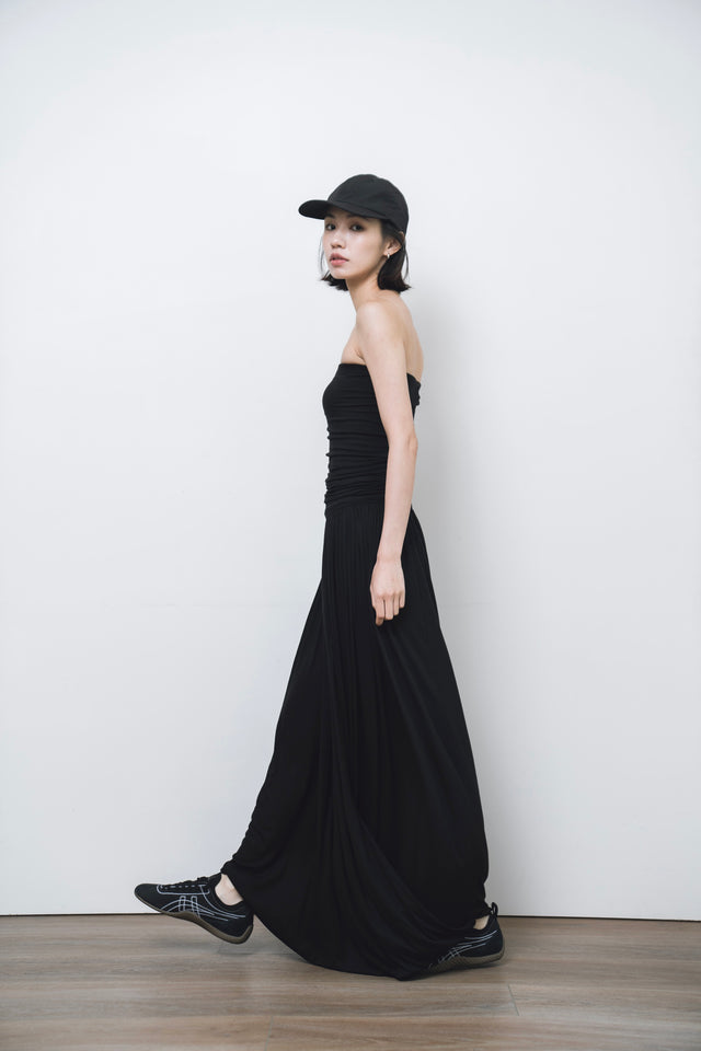 平口洋裝-three-dimensional-curved-pleated-flat-dress-black