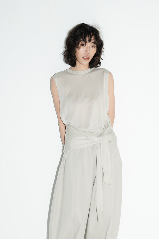 2-way breathable Tencel knit sweater (blue-gray)