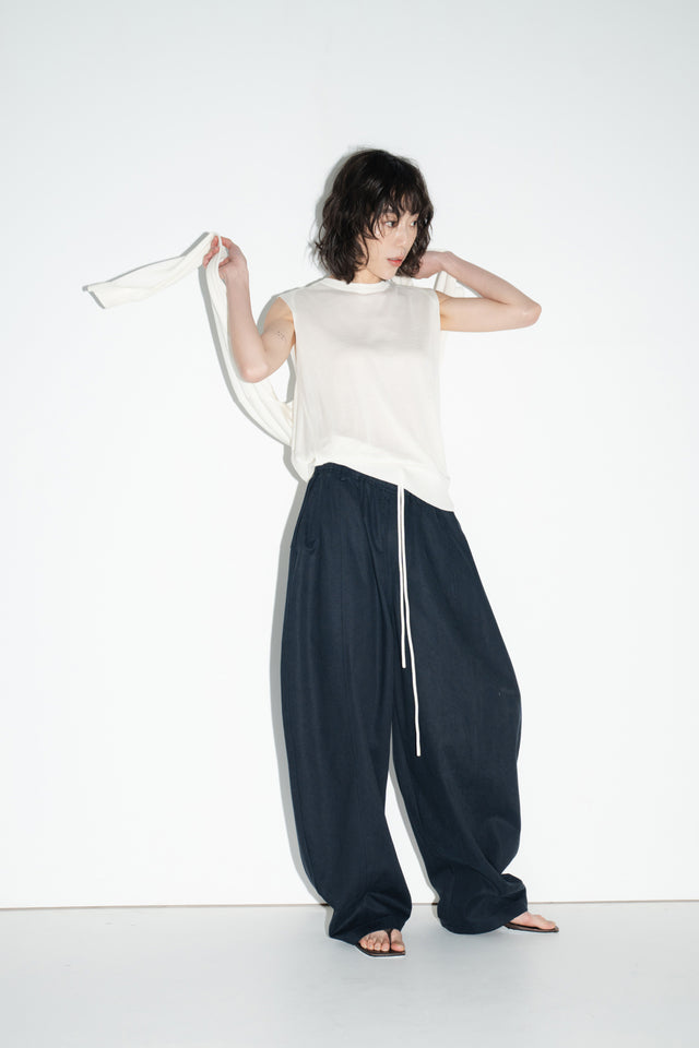 Unisex Tencel Cotton Cool Wide-Leg Pants (Midnight Blue)