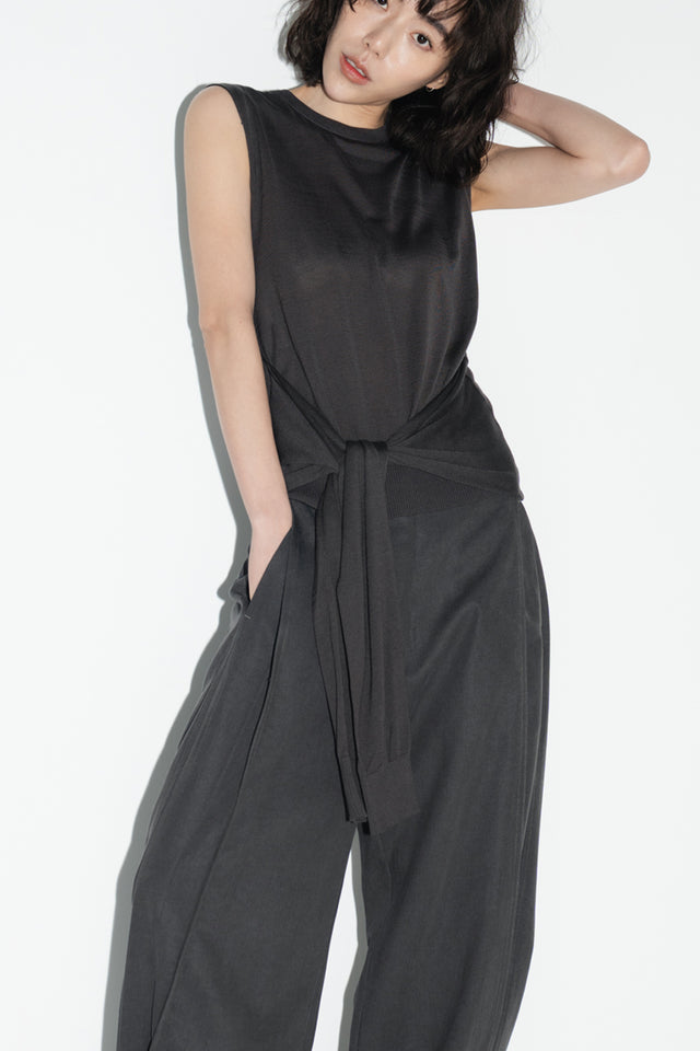 2-way breathable Tencel knit sweater (dark gray)