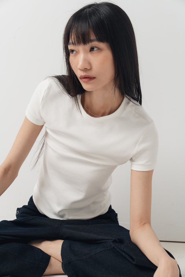 夏日舒彈修身tee (白)