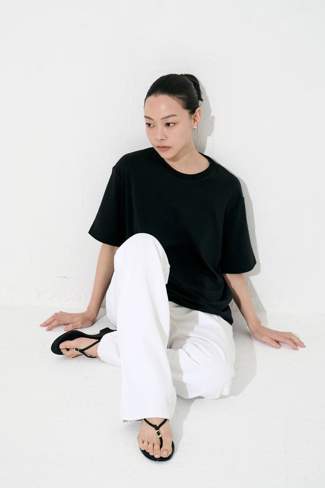 Unisex 精梳棉直身爽滑Tee (黑)