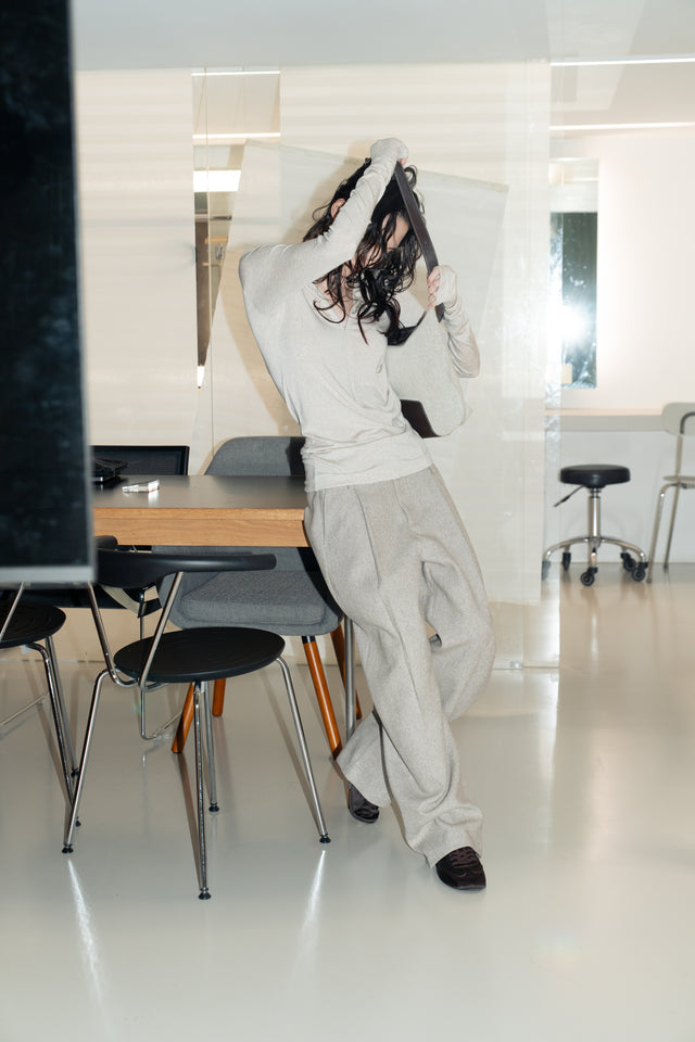 天絲羊毛拉鏈連帽衫 (燕麥)