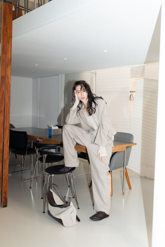 天絲羊毛拉鏈連帽衫 (燕麥)