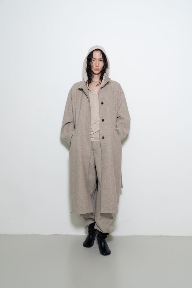 天絲羊毛拉鏈連帽衫 (燕麥)