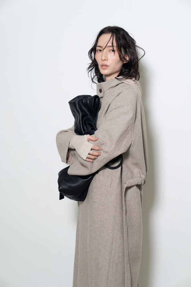 風衣式長版羊毛大衣 (裸麥)