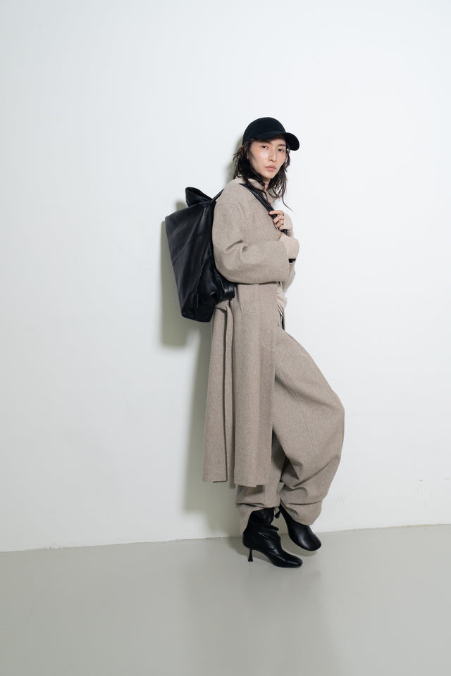 風衣式長版羊毛大衣 (裸麥)