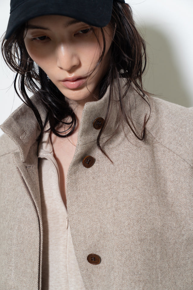 風衣式長版羊毛大衣 (裸麥)