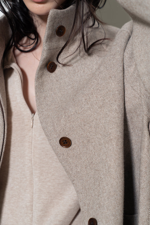 天絲羊毛拉鏈連帽衫 (燕麥)