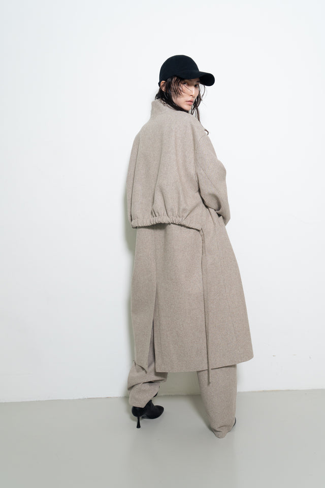 打褶羊毛錐形西褲 (裸麥)