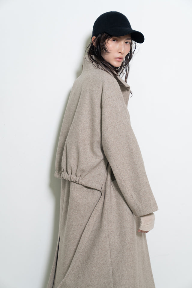 風衣式長版羊毛大衣 (裸麥)