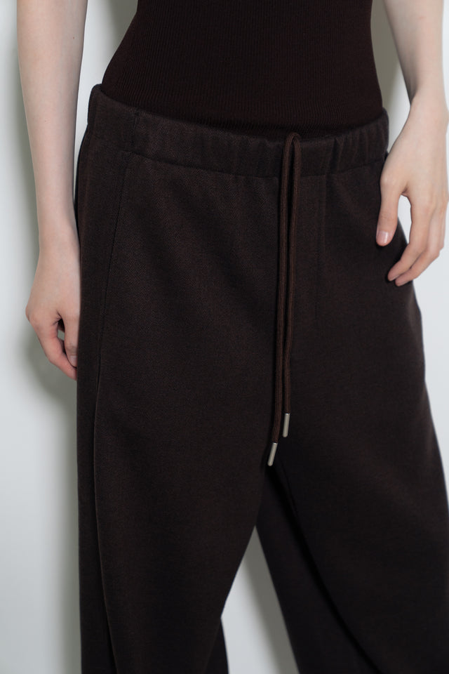 超舒適垂感剪裁休閒褲 (深棕)