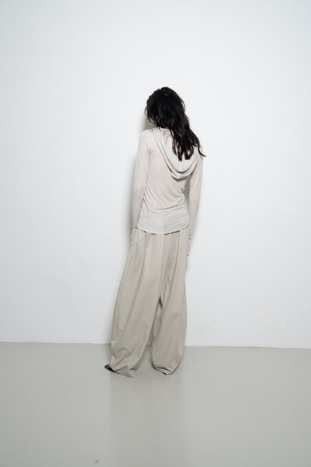 天絲羊毛拉鏈連帽衫 (青蘊灰)