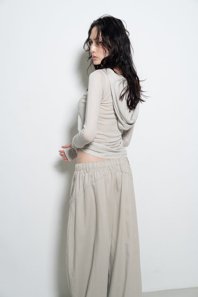 天絲羊毛拉鏈連帽衫 (青蘊灰)