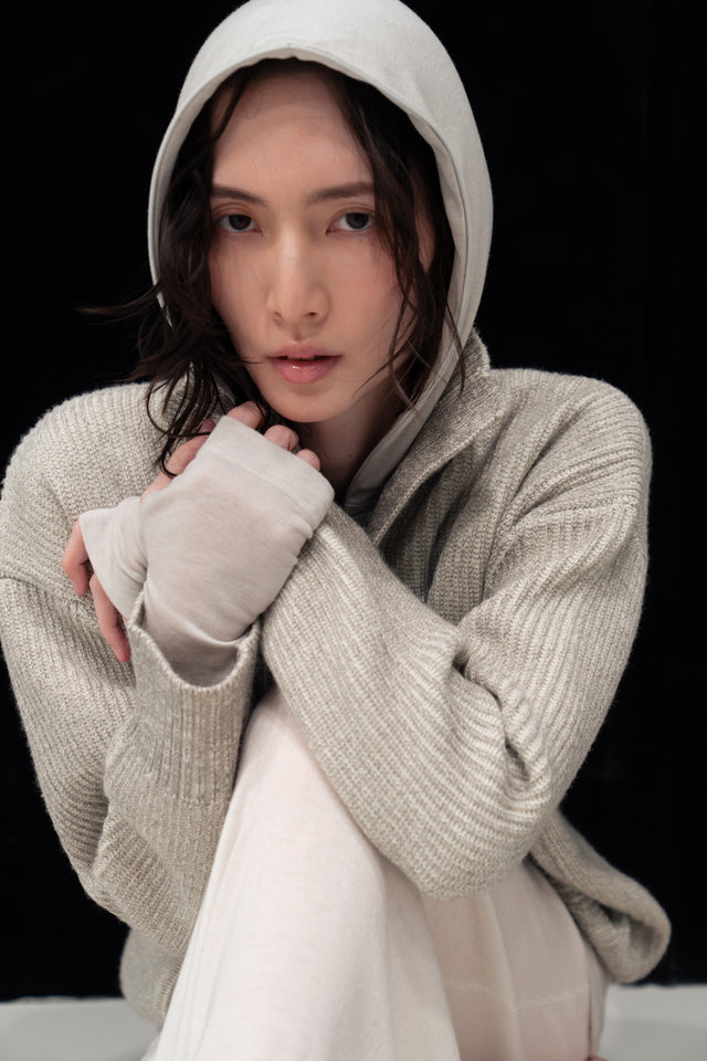 Unisex 雙混紗柔軟高磅立領毛衣 (柔灰)