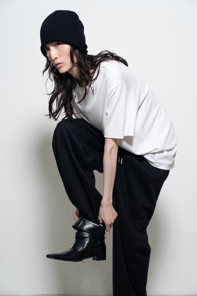 超舒適垂感剪裁休閒褲 (黑灰)