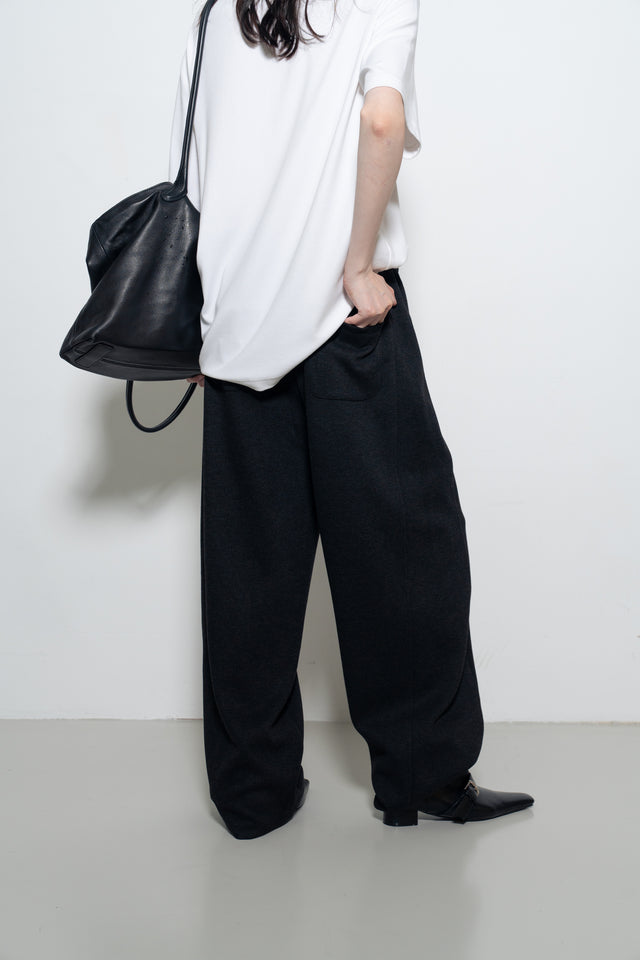 超舒適垂感剪裁休閒褲 (黑灰)