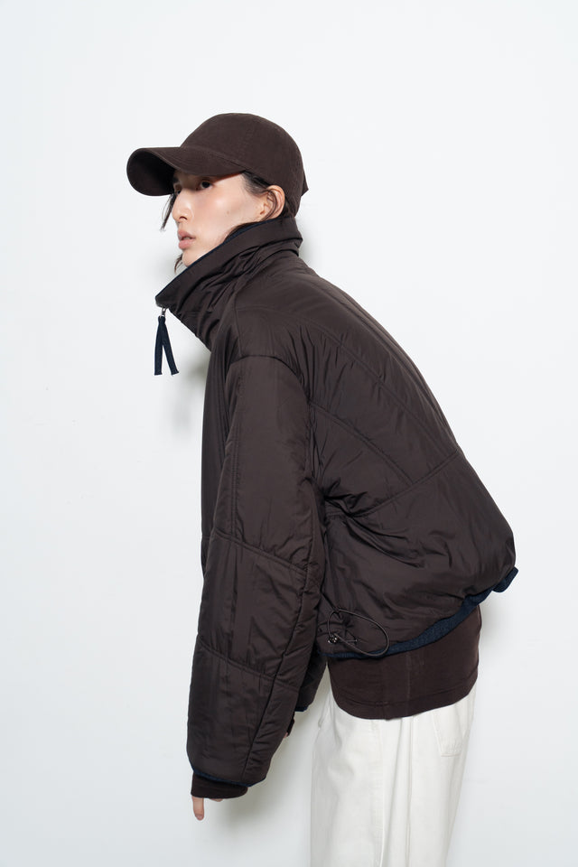 天絲羊毛拉鏈連帽衫 (深棕)