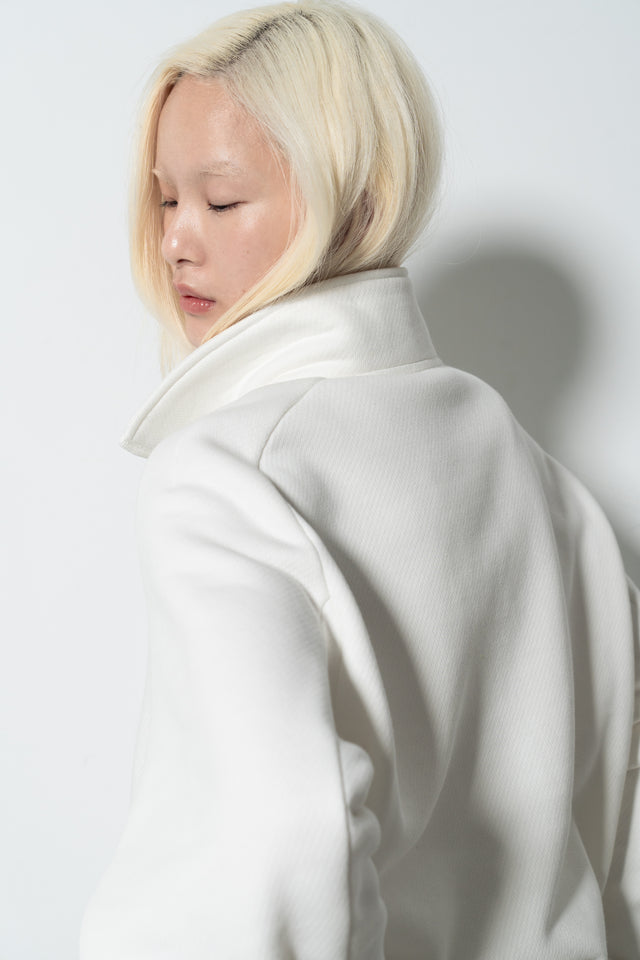 Unisex Soft Fleece Sweatshirt with 3D Shoulder Cut (White)