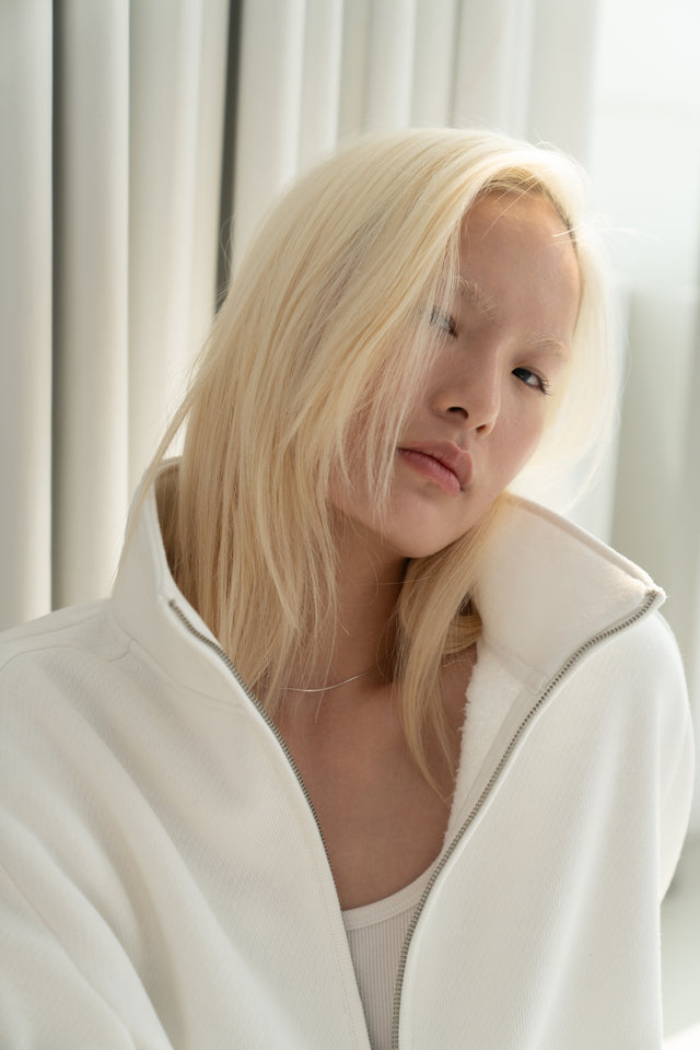 Unisex Soft Fleece Sweatshirt with 3D Shoulder Cut (White)