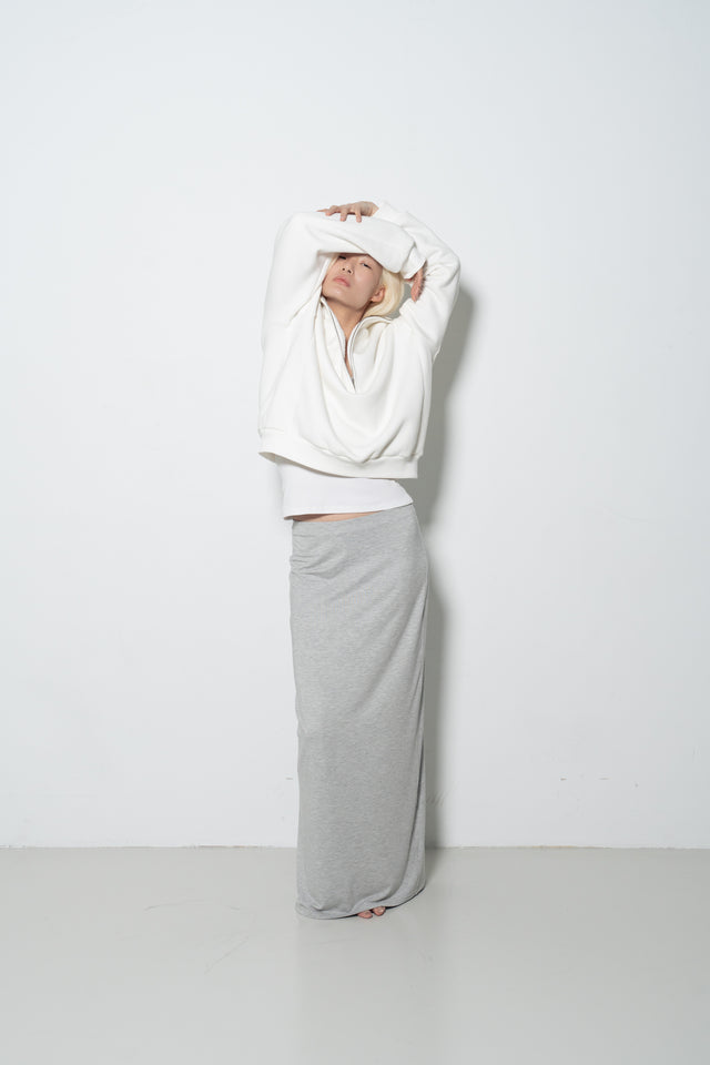 Double-layered matte stretch straight skirt (black)