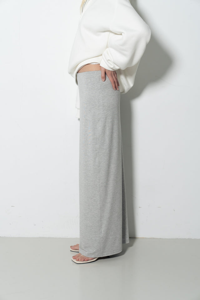 雙層霧絨彈力直筒裙 (淺灰)