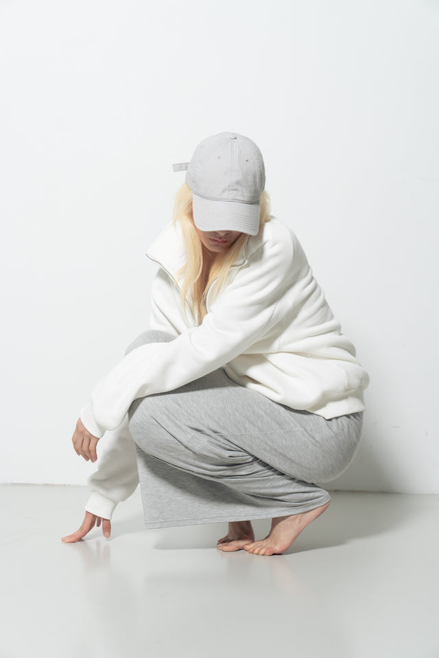 雙層霧絨彈力直筒裙 (淺灰)